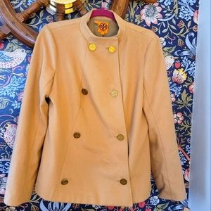 Tory Burch camel (tan) double-breasted wool pea coat